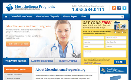 Screenshot - Mesothelioma Resource Online Website Home