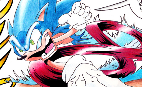 Sonic the Hedgehog - Marker and Colored Pencils on Bristol Paper - Click right side arrow > to view all sketches
